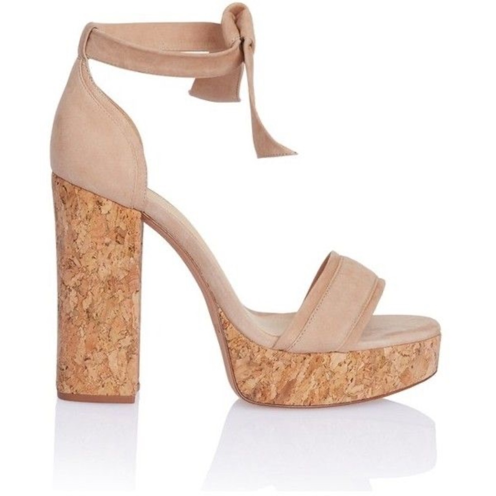 Alexandre Birman Celine Suede Cork Heeks in Nude